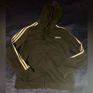 Adidas Black and White 3 stripe Large Men Full Zip Hoodie 10/10 Condition